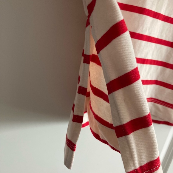 ZARA | red and cream striped t-shirt with slits, 100% cotton, oversized medium - Picture 2 of 4
